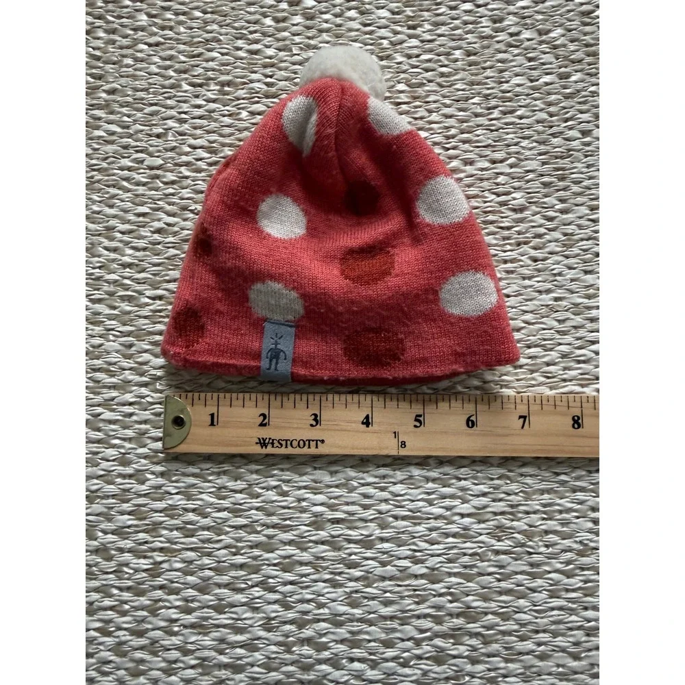 Smartwool Kids Merino Wool Polka Dot Beanie‎ Pink White Pom Pom Knit Hat toddler